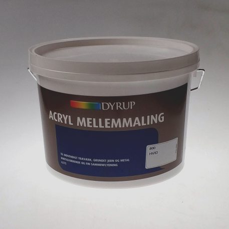 DYRUP Acryl mellemmaling (Hvid). Grunder af paneler, træ og metal indendørs.