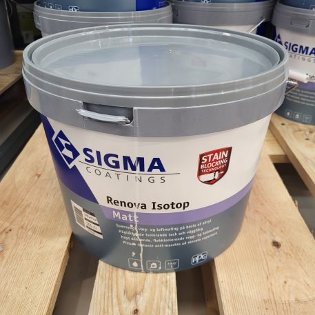 Sigma Renova Isotop -  spærrende væg- og loftmaling med isolerende egenskaber. Grund & topmaling